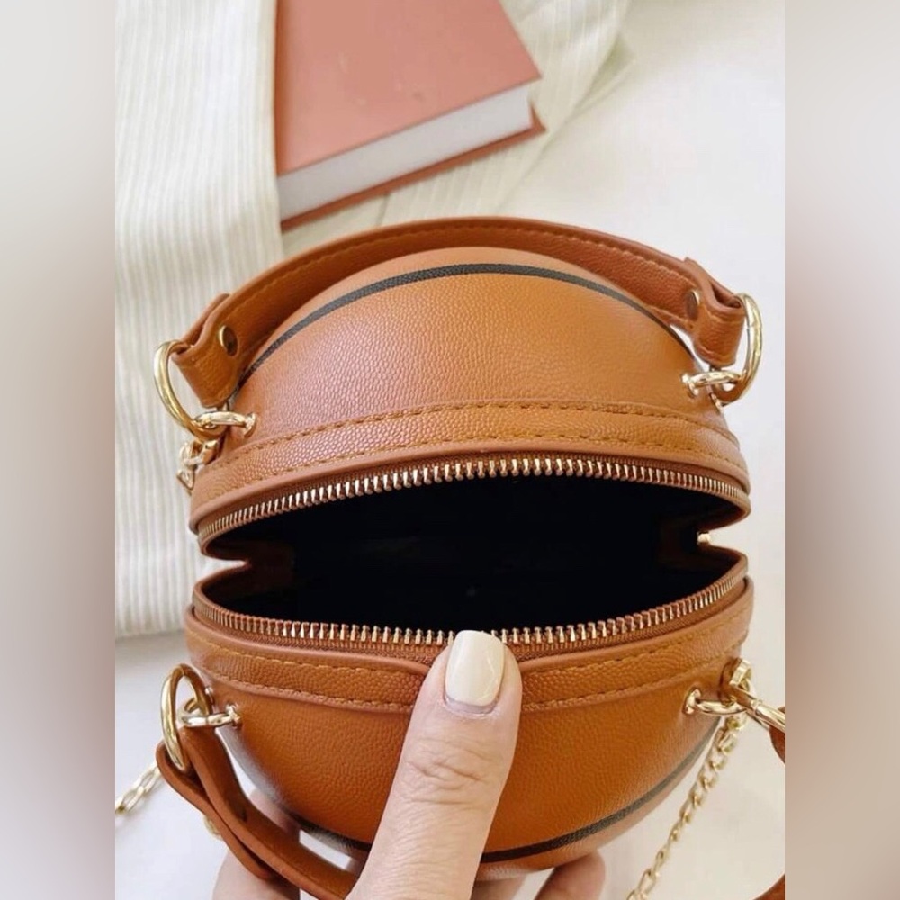 New Vegan Leather Mini Basketball Purse ~ Clutch Crossbody Basketball Bag - Picture 5 of 16